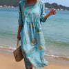 Women's 3D Floral Print Long-Sleeve A-Line Dress – Crew Neck Loose Fit by FitiqueFit
