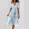 Chiffon Print V-Neck Dress – Elegant Two-Piece Set Midi Dress