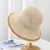 Women's Wide-Brim Fringed Woven Straw Hat | Beach & Vacation Sun Hat by FitiqueFit
