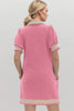 Trendy Contrast Short Sleeve Mini Dress Soft & Comfortable Casual Dress for Women by Stevvex