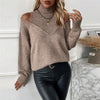 Women’s Elegant Off-Shoulder Turtleneck Sweater — Long Sleeve Knit Top by FitiqueFit