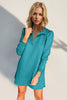 Double Take Textured Zip Long Sleeve Dress Classic Zip-Up Dress for Women Comfortable Outdoor Dress by Stevvex