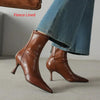 Women’s Cowhide Pointed Toe Stiletto Ankle Boots – Back Zipper High Heel Booties by FitiqueFit