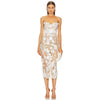 Women's Fashion Tube Top Flower Mesh Mid-length Dress