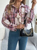 Classic Plaid Button Up Long Sleeve Jacket Women Cozy Trendy Everyday Wear Simple Jacket by Stevvex