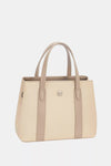David Jones Canvas Handbag With Leather Trim Beige Taupe