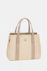 David Jones Canvas Handbag With Leather Trim Beige Taupe
