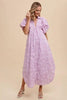 Romantic Floral Detail Puff Sleeve Dress Feminine Elegant Dress for Women Long Dress For Summer by Stevvex