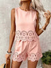 Women's Elegant Hollow-Out Floral Top & Pants Set – 2-Piece by FitiqueFit