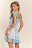 J.NNA Rainbow Smocked Mini Mesh Dress