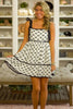 White Bow Contrast Trim Knotted Shoulder Mini Dress by Wild and Free Boutique