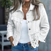 Women's Hollow-Out Patchwork Tassel Coat – Long Sleeve Lapel Button-Down Jacket by FitiqueFit