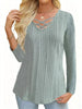 Crisscross V-Neck Ribbed Knit Long Sleeve T-Shirt by Simply Love