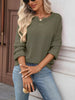 Striped Notched Long Sleeve T-Shirt by Simply Love