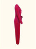 Women's Solid V-neck Bow Tie Waist Slimming Fashion Jumpsuit by FitiqueFit