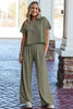 White Raw Hem Loose Tee and Wide Leg Pants Set