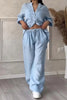 Wide-Leg Pants & Lace-Up Top Two-Piece Set – Solid Color, 12 Colors S–5XL by FitiqueFit