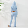 Women’s Knitted Hooded Two-Piece Set – Cardigan & High-Waisted Pants Suit by FitiqueFit