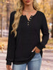 Ribbed Knit Button-Front Long Sleeve T-Shirt by Simply Love