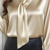 Women's Ribbon Detail Blouse, Lightweight Business Casual Shirt by FitiqueFit