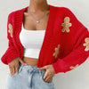 Gingerbread Man Knit Cardigan with Ribbed Cuffs by FitiqueFit