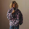 Winter Flowers Lambskin Sweatshirt Women | Cozy Zip-Up Pocket Pullover by FitiqueFit
