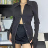 Women's V-Neck Ribbed Knit Button Cardigan Top – Black by FitiqueFit