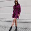Loose Linen Lace-Up Long-Sleeve Mini Dress – 3 Colors, S–2XL by FitiqueFit