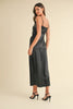 Embroidered Cami Satin Midi Slit Dress – Satin Dress, Sexy, Flattering, Embroidered Dress, Cami Style Dress, Midi Dress, Slit Detail Dress, Elegant Satin Dress by Stevvex