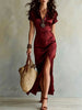 Women's High-Waist Slim-Fit Slit Maxi Dress by FitiqueFit