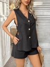 Devine Button Down V-Neck Tank and Shorts Set