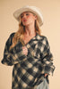 Aemi + Co Slit Plaid Half Zip Drop Shoulder Top