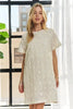 Applique Round Neck Short Sleeve Shift Dress – Timeless & Elegant Round Neck Shift Dress with Sophisticated Applique Detailing for Versatile Day-to-Night Wear by Stevvex