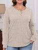 Ribbed Knit Button-Front Long Sleeve T-Shirt by Simply Love