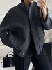 Autumn Casual Full Size Drop Shoulder Snap Down Jacket with Buttoned Front and Pockets by Stevvex
