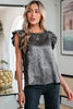 Gold Metallic Round Neck Ruffle Trim Sleeveless Top by Wild and Free Boutique