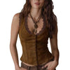 Fashionable Elegant And Sexy Olive-green Buttoned Slim-fit Cardigan Vest by My Store