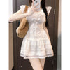 Sweet Gentle White Dress Women's Summer New French Style Slim Fit Slimming Lace Stitching