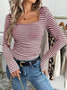 Striped Square Neck Long Sleeve T-Shirt by Simply Love