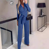 Ladies' Fashionable Slim Fit Sexy V-neck Long Sleeved Slimming Jumpsuit by FitiqueFit
