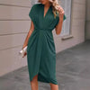 Pleated A-Line Midi Dress – V-Neck Sleeveless Summer Dress by FitiqueFit