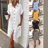 Women's Casual Loose Short-Sleeve Midi Shirt Dress – Button-Down by FitiqueFit