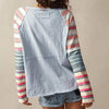 Women's Striped Long Sleeve Top Round Neck Pullover by FitiqueFit
