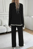 Devine Contrast Trim Round Neck Top and Pants Set by Wild and Free Boutique