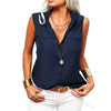 Women's Lapel Collar Sleeveless Top – Loose Fit, Pockets, Solid Color by FitiqueFit