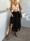 Devine Slit Drawstring Ruffled Skirt