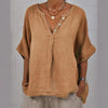 Women's Cotton Linen V-Neck Button-Up Shirt by FitiqueFit
