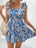 Women's Sleeveless Square Neck Printed Boho Jumpsuit by FitiqueFit