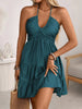 Women's Off-Shoulder V-Neck Ruffle Dress – Elegant Strap Style by FitiqueFit
