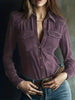 Deerskin Velvet Long Sleeve Patchwork Blouse | Retro Style by FitiqueFit